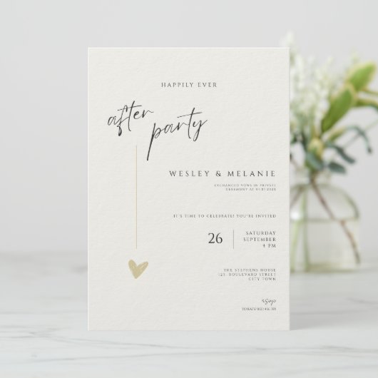 Minimale feestuitnodiging Happily Ever After-feest Kaart (Staand voorkant)