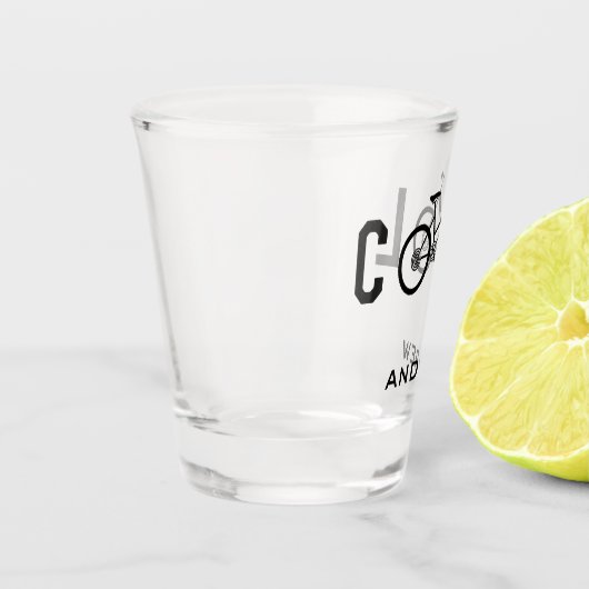 Minimale fiets met fietscyclus voor kool shot glas (Links)