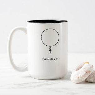 Minimale figuur onder druk Abstracte lijnkunst Tweekleurige Koffiemok