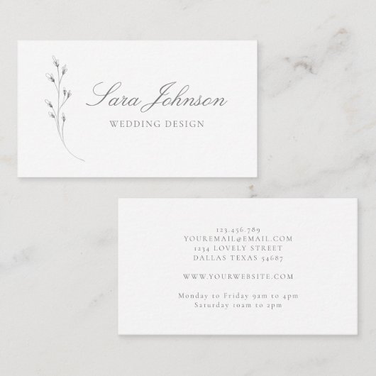 Minimale fijne fijne kartonnen kleur wit grijs visitekaartje (Voorkant / Achterkant)