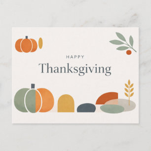 Minimale fijne Thanksgiving geometrische pompoen Feestdagenkaart