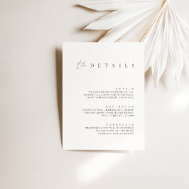 Minimale fiory Wedding Details Enclosure Card Kaart