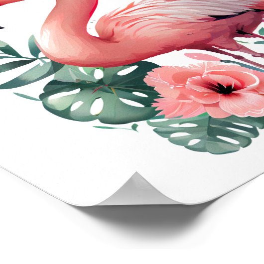 minimale flamingo waterverf art poster (Hoek)