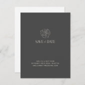 Minimale Floral Black White Boho bewaar de datum Briefkaart (Voorkant / Achterkant)