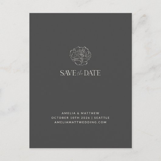 Minimale Floral Black White Boho bewaar de datum Briefkaart (Voorkant)