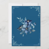 Minimale Floral Blauw Wit Bismillah Bruiloft Kaart (Achterkant)
