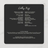 Minimale Floral Botanical Black Noir bruiloft Programmakaart (Achterkant)