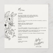 Minimale Floral Botanical Zwart op Witte Bruiloft Menu (Voorkant)