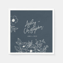 Minimale Floral Botanisch Blauw Bruiloft Cocktail