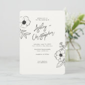 Minimale Floral Botanisch Wit Foto Bruiloft Kaart (Staand voorkant)