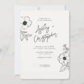 Minimale Floral Botanisch Wit Foto Bruiloft Kaart (Voorkant)