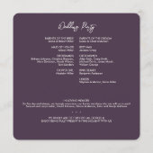 Minimale Floral Botanische Aubergine Paarse bruilo Programmakaart (Achterkant)