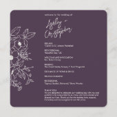 Minimale Floral Botanische Aubergine Paarse bruilo Programmakaart (Voorkant)