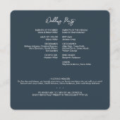 Minimale Floral Botanische Marine Blauwe Bruiloft Programmakaart (Achterkant)