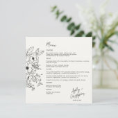 Minimale Floral Botanische Melk Wit Bruiloft Menu (Staand voorkant)
