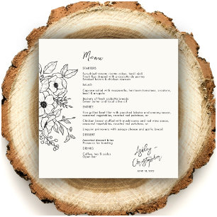 Minimale Floral Botanische Melk Wit Bruiloft Menu