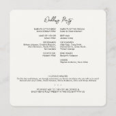 Minimale Floral Botanische Melk Wit Bruiloft Programmakaart (Achterkant)