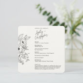 Minimale Floral Botanische Melk Wit Bruiloft Programmakaart (Staand voorkant)