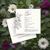 Minimale Floral Botanische Melk Wit Bruiloft Programmakaart