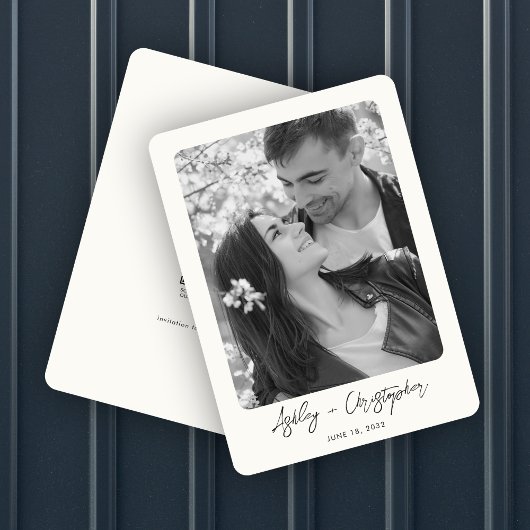 Minimale Floral Botanische Melk Wit Foto Bruiloft Save The Date