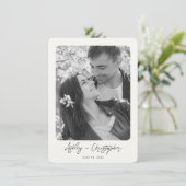 Minimale Floral Botanische Melk Wit Foto Bruiloft Save The Date (Staand voorkant)