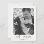 Minimale Floral Botanische Melk Wit Foto Bruiloft Save The Date (Voorkant)