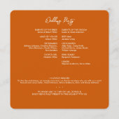 Minimale Floral Botanische Verbrande Sinaasappels  Programmakaart (Achterkant)