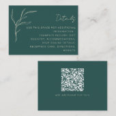 Minimale Floral Green Wedding Details QR Code Informatiekaartje (Voorkant / Achterkant)