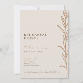 Minimale Floral Handmade Ivory Rehearsal Dinner Kaart
