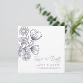 Minimale Floral Lavender sparen de Datum Fotokaart Kaart (Staand voorkant)