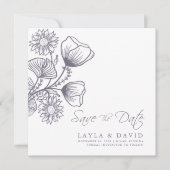 Minimale Floral Lavender sparen de Datum Fotokaart Kaart (Voorkant)