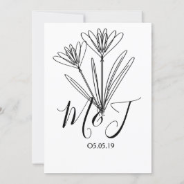 Minimale Floral Line Art Botany Wedding Kaart