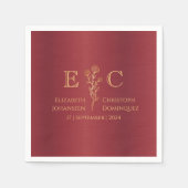 Minimale Floral Monogrammed Metaal Rood Goud Bruil Servet (Voorkant)