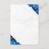 Minimale Floral Navy Blauw Marmer Bruiloft Details Informatiekaartje (Achterkant)