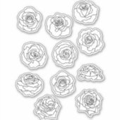 Minimale Floral Roos Line Art Sticker (Voorkant)