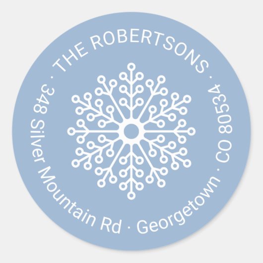 Minimale Floral Snowflake vakantie retour adres Ronde Sticker (Voorkant)