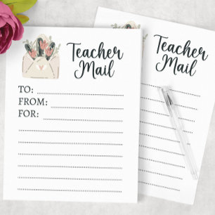 Minimale Floral Teacher Mail Notitieblok