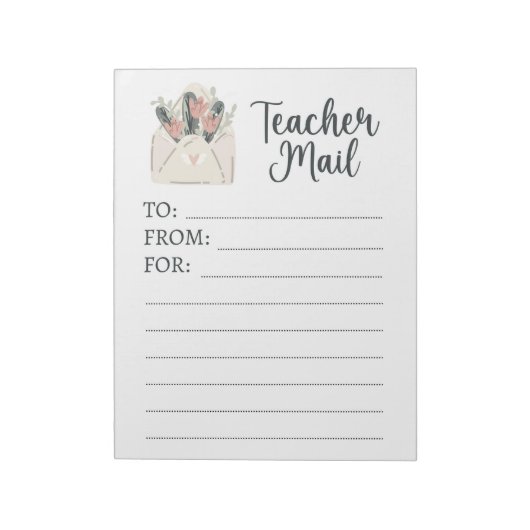 Minimale Floral Teacher Mail Notitieblok (Linkerzijde)