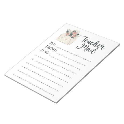Minimale Floral Teacher Mail Notitieblok (Schuin)