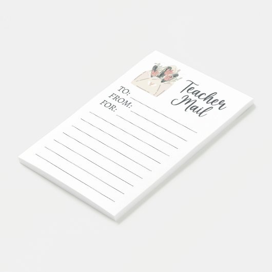 Minimale Floral Teacher Mail Post-it® Notes (Schuin)