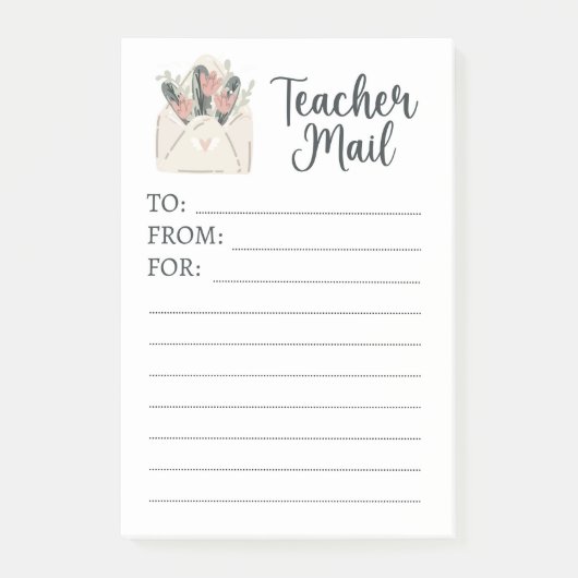 Minimale Floral Teacher Mail Post-it® Notes (Voorkant)