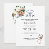 Minimale Floral van gepersonaliseerd Afstuderen vo Kaart (Voorkant / Achterkant)