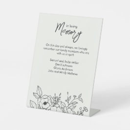 Minimale florale botanische melk wit in memoriam reclamebord met voetstuk