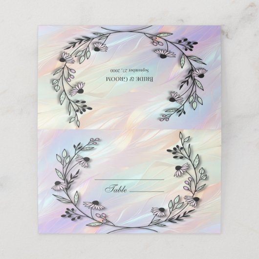 Minimale Flower Place Card Plaatskaartje (Buitenkant ongevouwen)