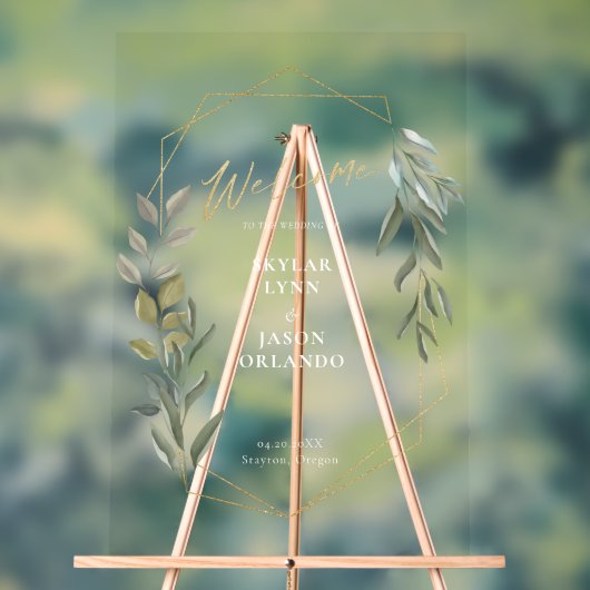 Minimale Foliage en Gold Geometric Terrarium Welko Acryl Bord (Neutraal)