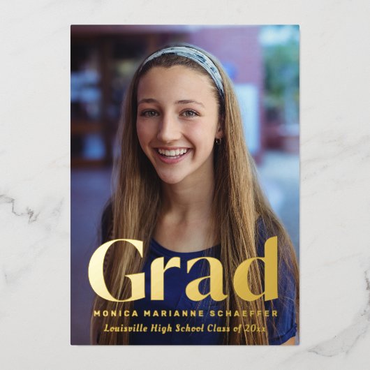 Minimale Folie Afstudeerder Foto Afstuderen bekend Folie Uitnodiging (Voorkant)