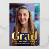 Minimale Folie Afstudeerder Foto Afstuderen bekend Uitnodiging (Voorkant)