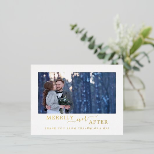 Minimale Folie altijd na Pas getrouwd Dank u Folie Feestdagen Briefkaart (Staand Voorkant)