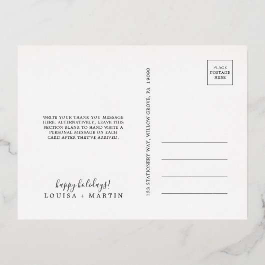 Minimale Folie altijd na Pas getrouwd Dank u Folie Feestdagen Briefkaart (Achterkant)