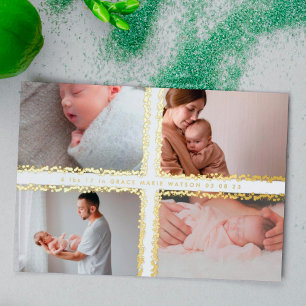 minimale folie foto collage baby geboorteaankondig uitnodiging